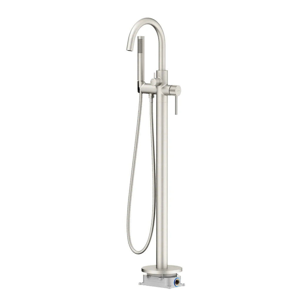2 Way Free Standing Bathtub Faucet with Hand Shower – Floor Mounted Tub Filler – TF022031 Brushed Nickel