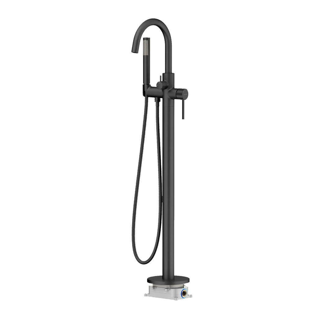 2 Way Free Standing Bathtub Faucet with Hand Shower – Floor Mounted Tub Filler – TF022031 Matte Black