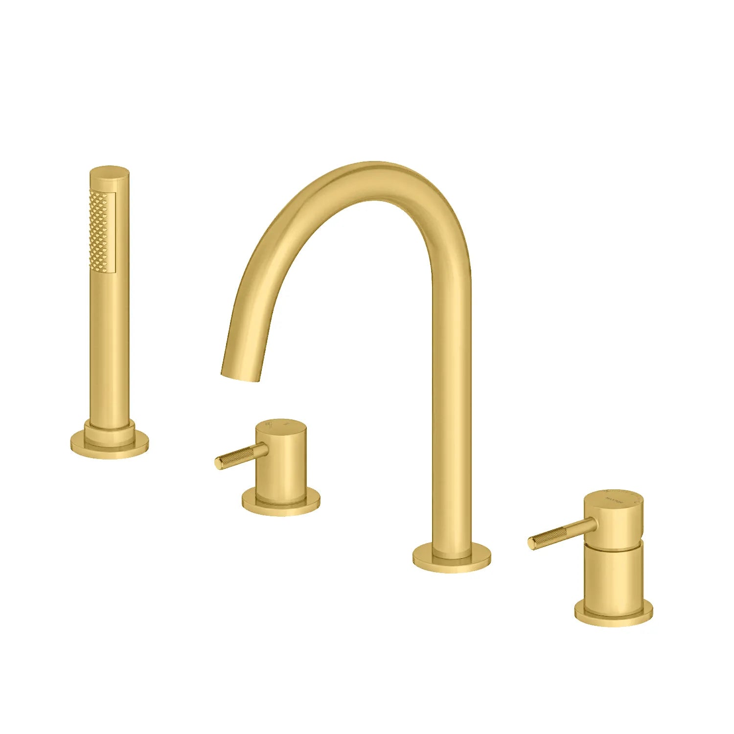 MAXTOR 4 Holes Deck Mounted Bathtub Faucet – Solid Brass with Hand Shower – TF2004 Brushed Gold