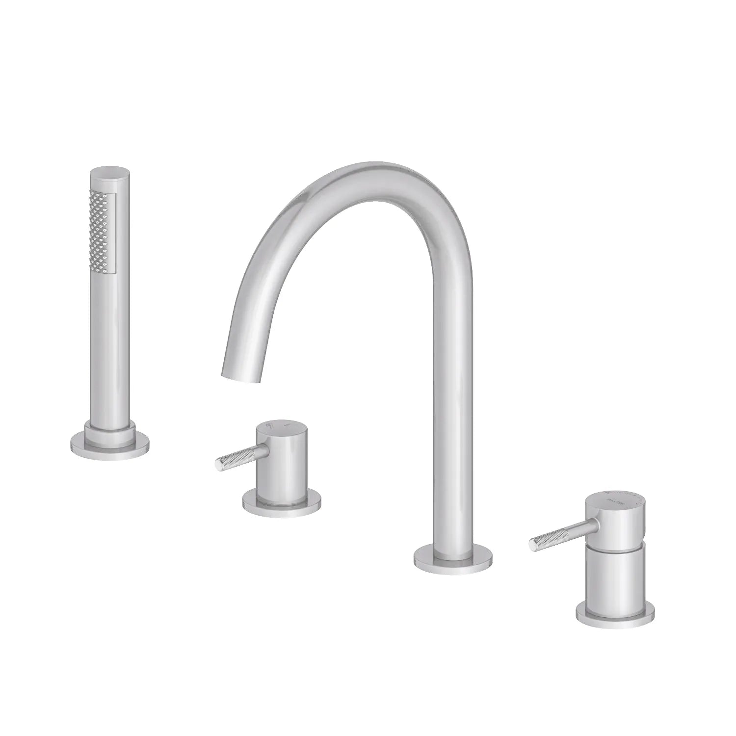 MAXTOR 4 Holes Deck Mounted Bathtub Faucet – Solid Brass with Hand Shower – TF2004 Brushed Nickel