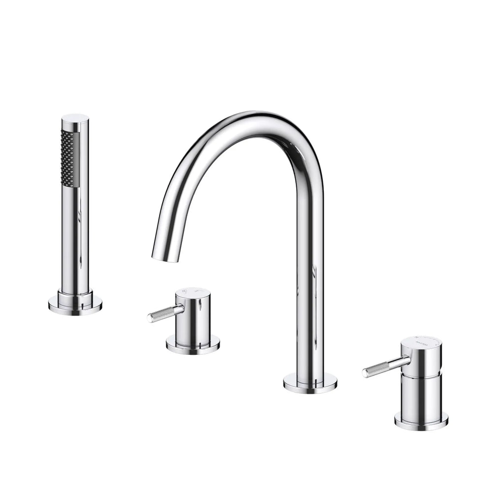 MAXTOR 4 Holes Deck Mounted Bathtub Faucet – Solid Brass with Hand Shower – TF2004 Chrome