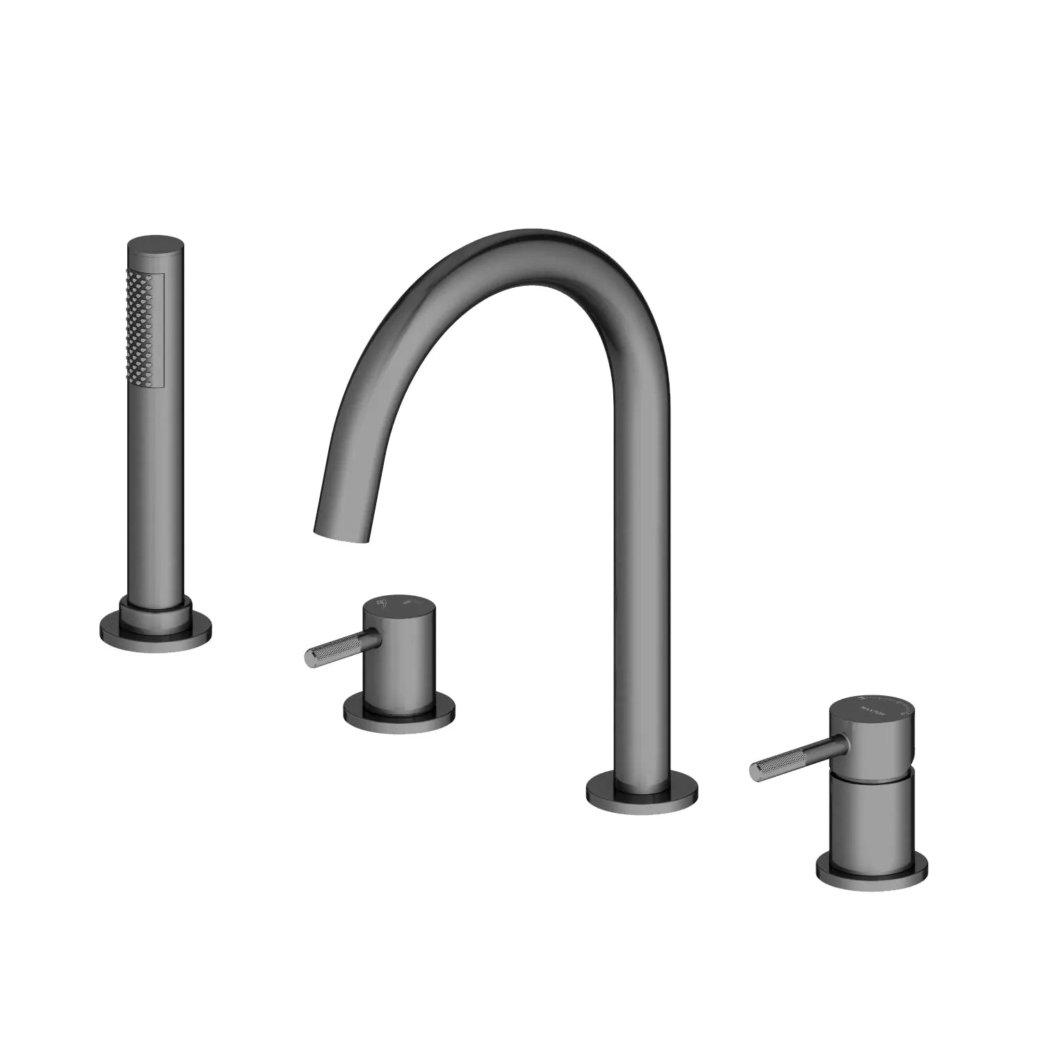 MAXTOR 4 Holes Deck Mounted Bathtub Faucet – Solid Brass with Hand Shower – TF2004 Brushed Gun Metal