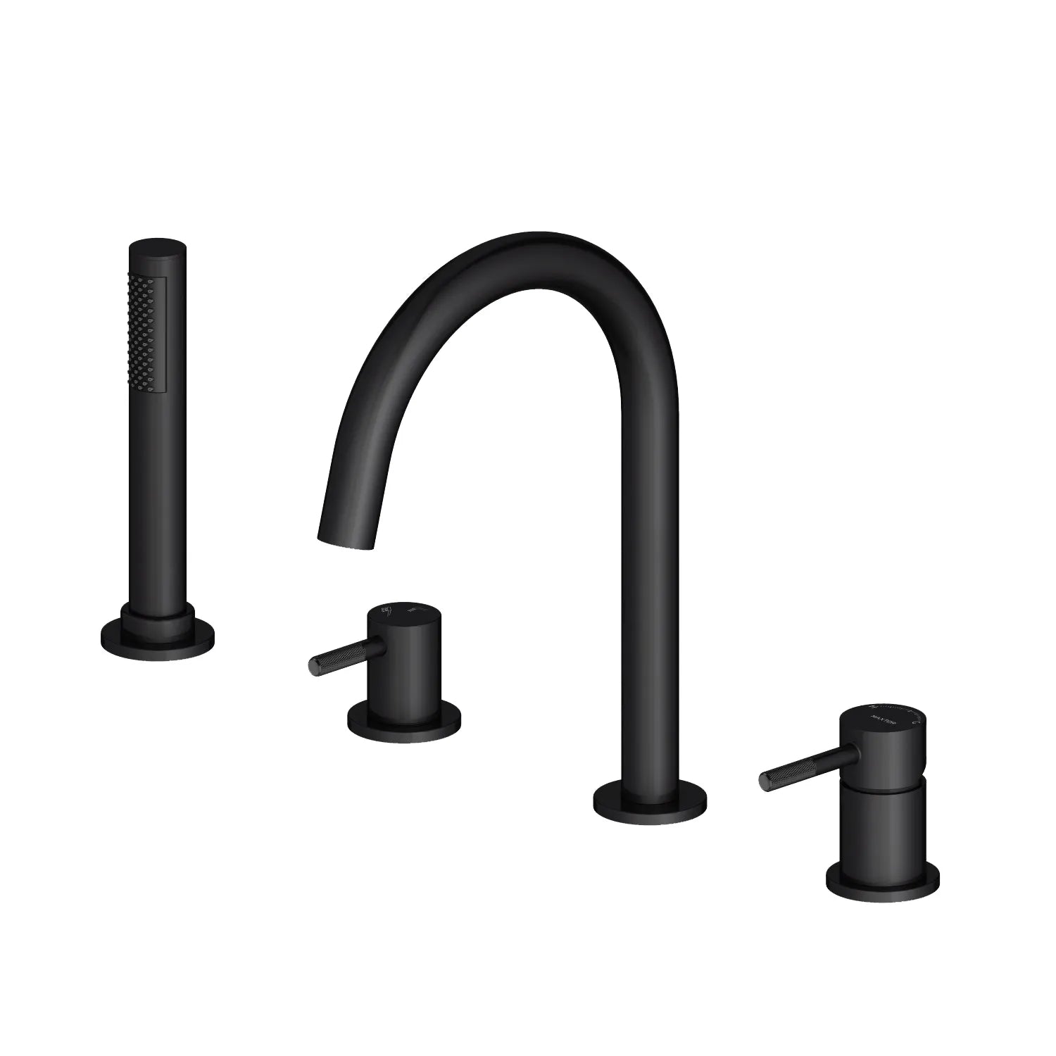 MAXTOR 4 Holes Deck Mounted Bathtub Faucet – Solid Brass with Hand Shower – TF2004 Matte Black