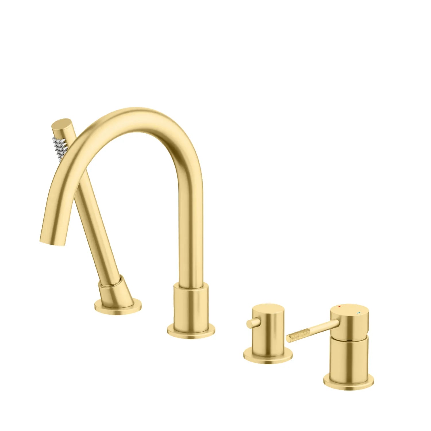 Circular Deck Mounted Bathtub Faucet with Hand Shower-TF20104 Brushed Gold