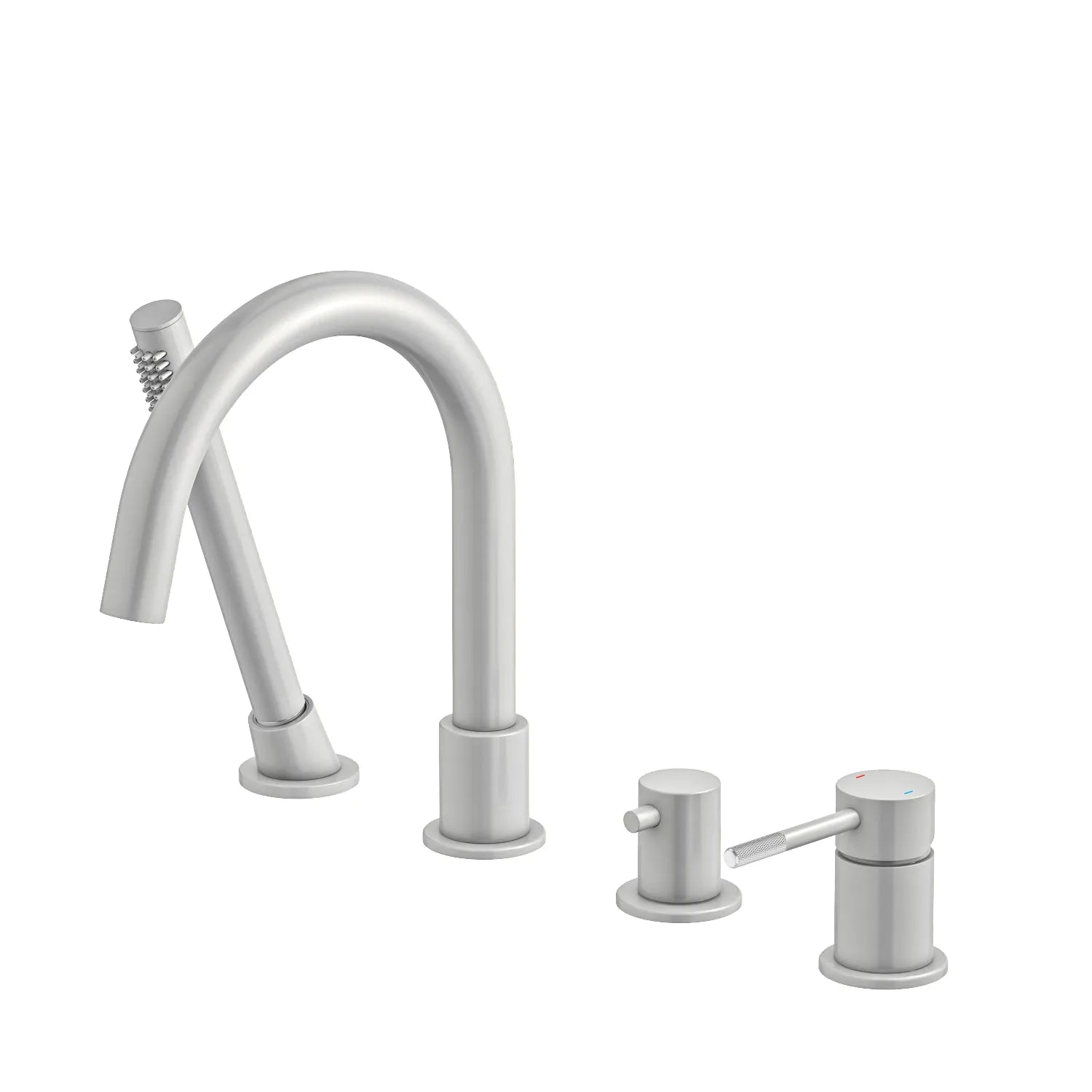 Circular Deck Mounted Bathtub Faucet with Hand Shower-TF20104 Brushed Nickel