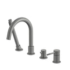 Circular Deck Mounted Bathtub Faucet with Hand Shower-TF20104 Brushed Gun Metal