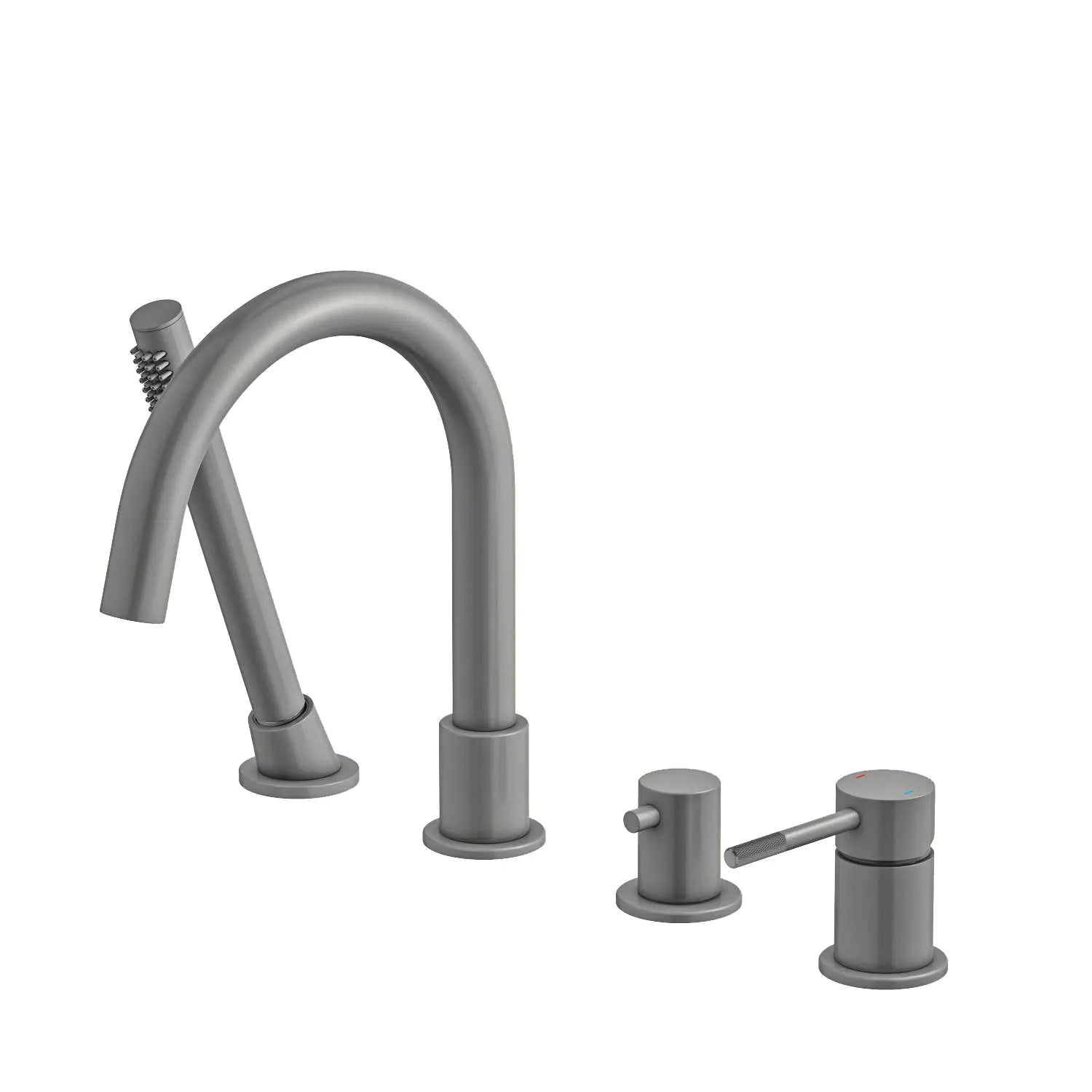 Circular Deck Mounted Bathtub Faucet with Hand Shower-TF20104 Brushed Gun Metal