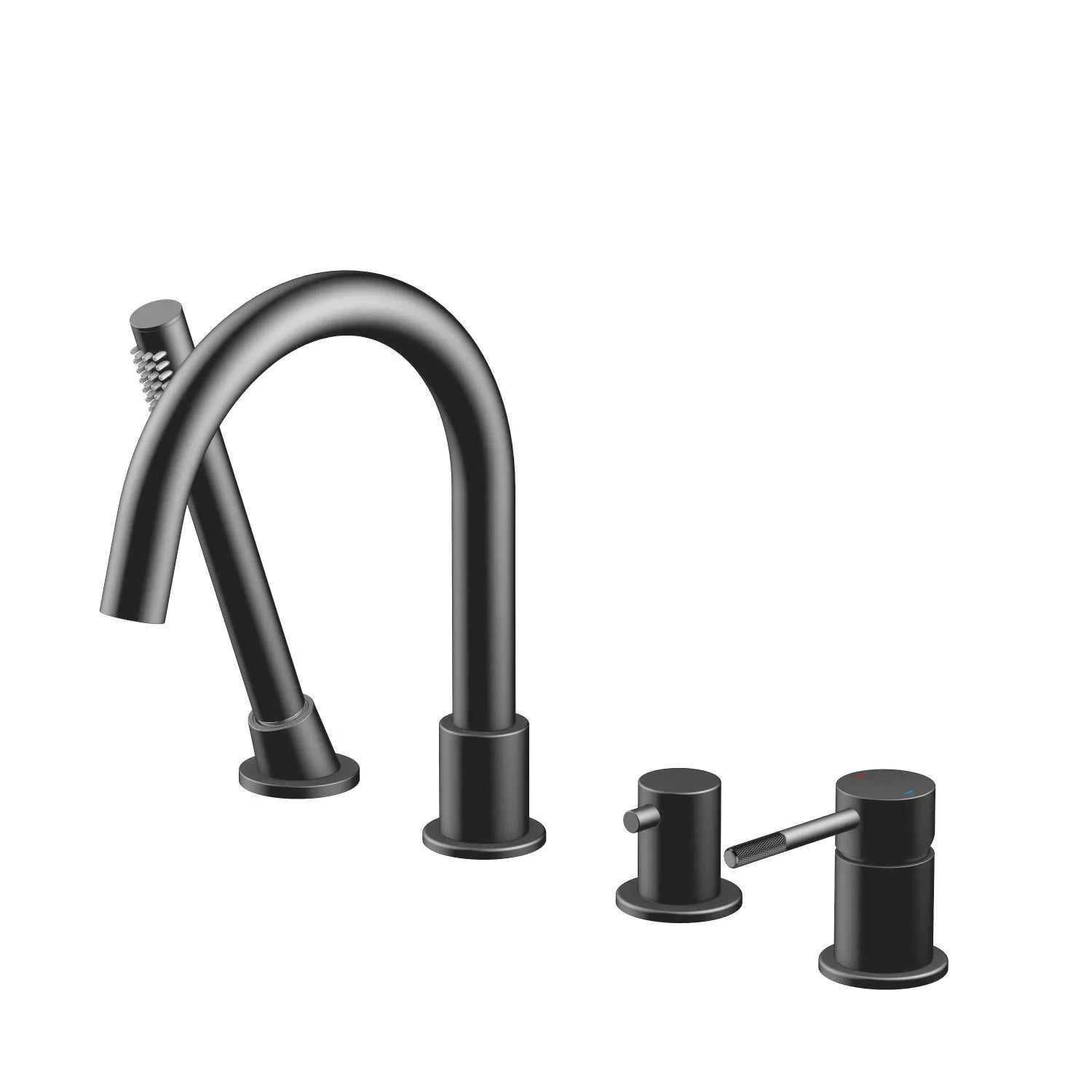 Circular Deck Mounted Bathtub Faucet with Hand Shower-TF20104 Matte Black