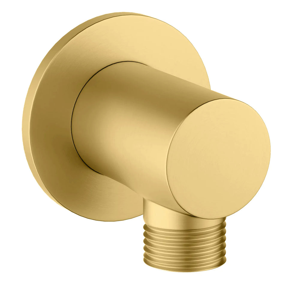 Round Brass Wall Elbow Outlet – 1/2" Male Inlet & Outlet – WE01 Brushed Gold