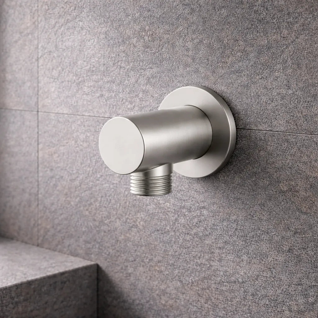 Round Brass Wall Elbow Outlet – 1/2" Male Inlet & Outlet – WE01