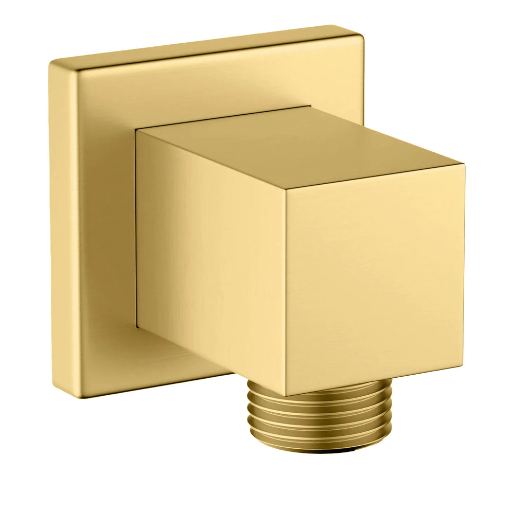 Square Brass Wall Elbow Outlet – 1/2" Male Inlet & Outlet – WE02 Brushed Gold