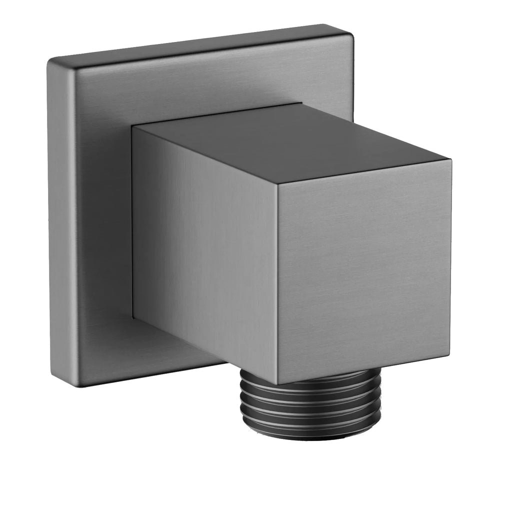 Square Brass Wall Elbow Outlet – 1/2" Male Inlet & Outlet – WE02 Brushed Gun Metal