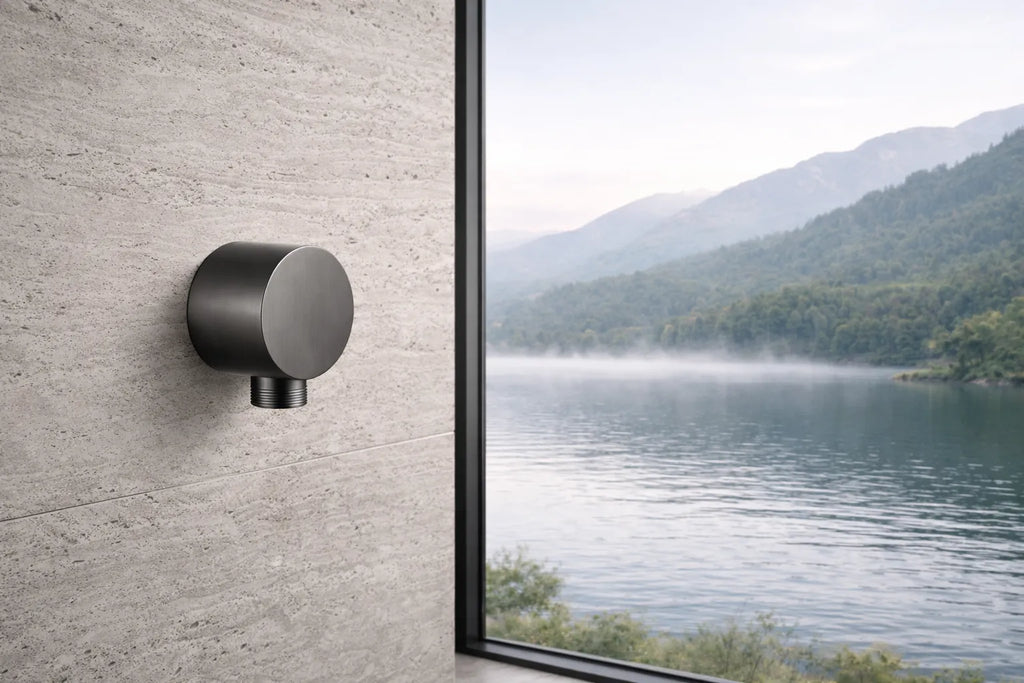 Round Brass Wall Elbow Outlet – 1/2" Male Inlet & Outlet – WE03