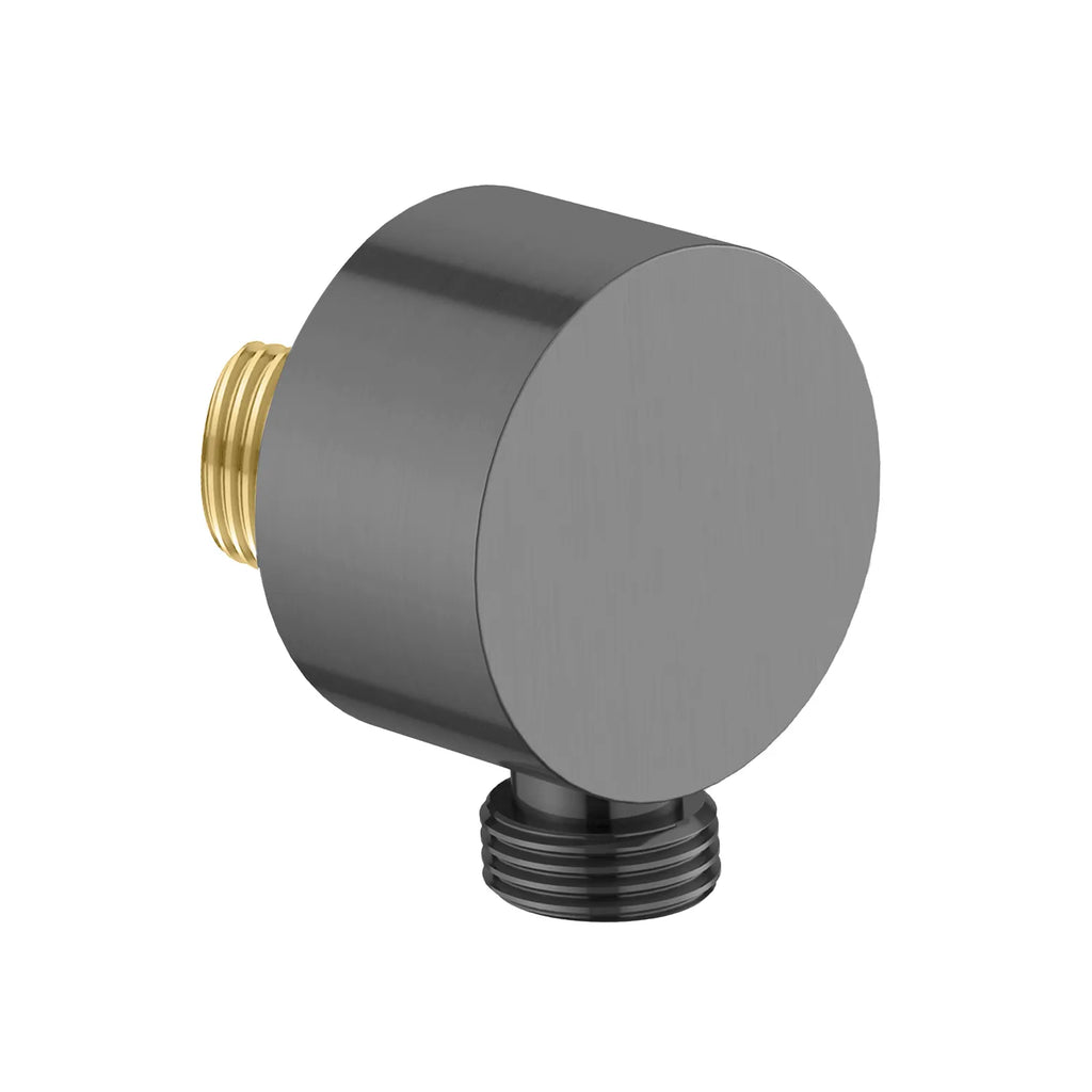 Round Brass Wall Elbow Outlet – 1/2" Male Inlet & Outlet – WE03 Brushed Gun Metal