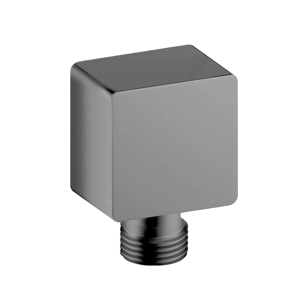Square Brass Wall Elbow Outlet – 1/2" Male Inlet & Outlet – WE04 Brushed Gun Metal