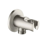 Brass Wall Elbow with Shower Holder – 1/2" Male Inlet & Outlet – WE05 Brushed Nickel