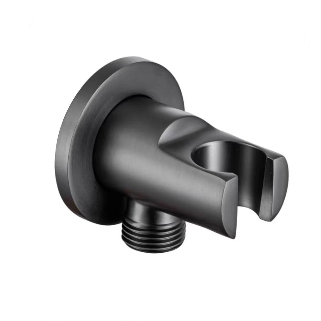 Brass Wall Elbow with Shower Holder – 1/2" Male Inlet & Outlet – WE05 Brushed Gun Metal