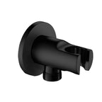 Brass Wall Elbow with Shower Holder – 1/2" Male Inlet & Outlet – WE05 Matte Black
