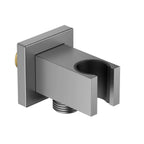 Square Brass Wall Elbow with Shower Holder – 1/2" Male Inlet & Outlet – WE07 Brushed Gun Metal
