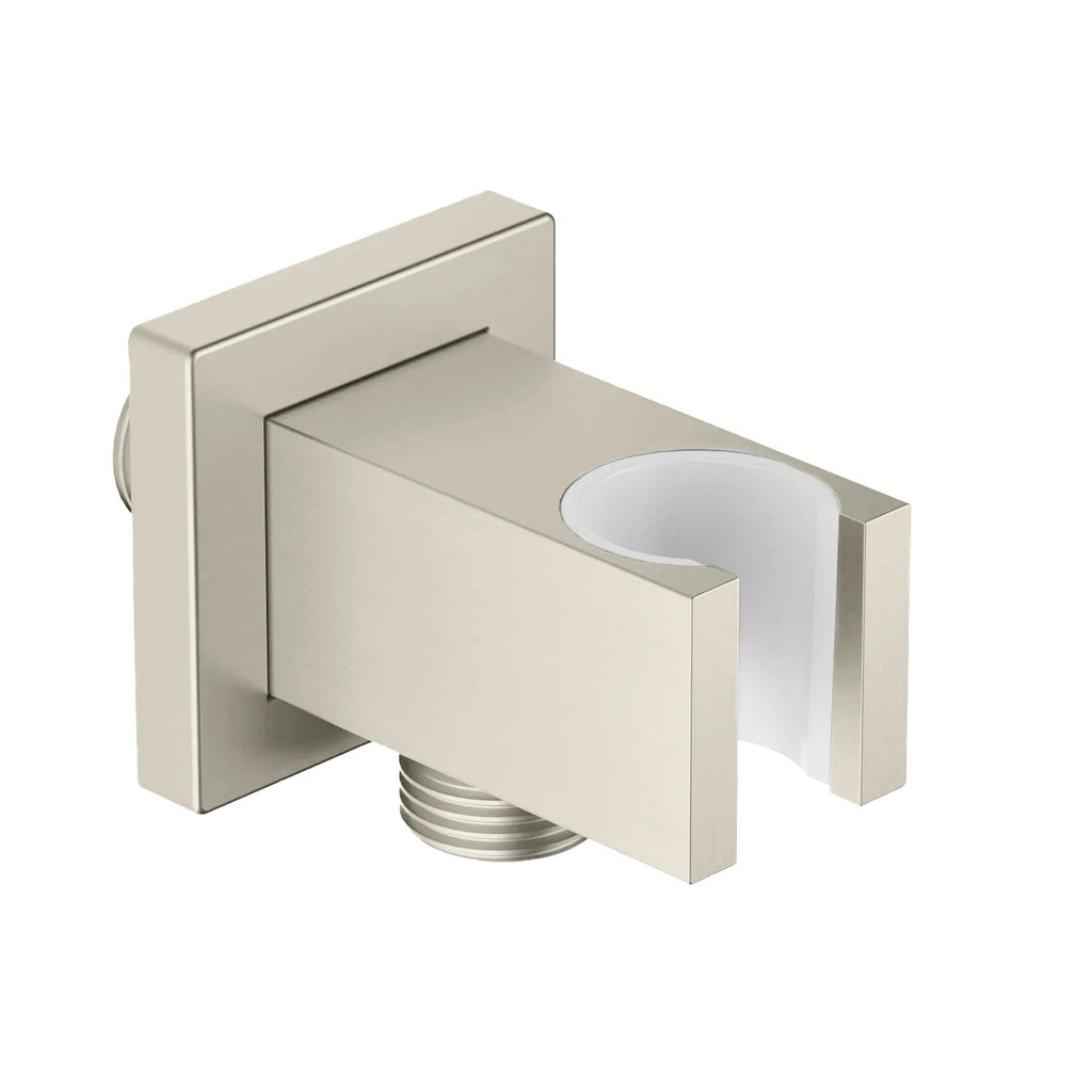 Square Brass Wall Elbow with Shower Holder – 1/2" Male Inlet & Outlet – WE07 Brushed Nickel