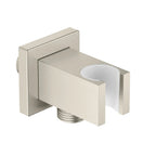 Square Brass Wall Elbow with Shower Holder – 1/2" Male Inlet & Outlet – WE07 Brushed Nickel