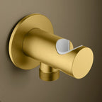 Round Brass Wall Elbow with Shower Holder – 1/2" Male Inlet & Outlet – WE08