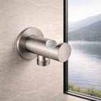 Round Brass Wall Elbow with Shower Holder – 1/2" Male Inlet & Outlet – WE08