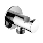 Round Brass Wall Elbow with Shower Holder – 1/2" Male Inlet & Outlet – WE08 Chrome