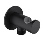 Round Brass Wall Elbow with Shower Holder – 1/2" Male Inlet & Outlet – WE08 Matte Black