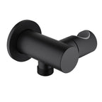 Brass Wall Elbow with Adjustable Shower Holder – 1/2" Male Inlet & Outlet – WE09 Matte Black