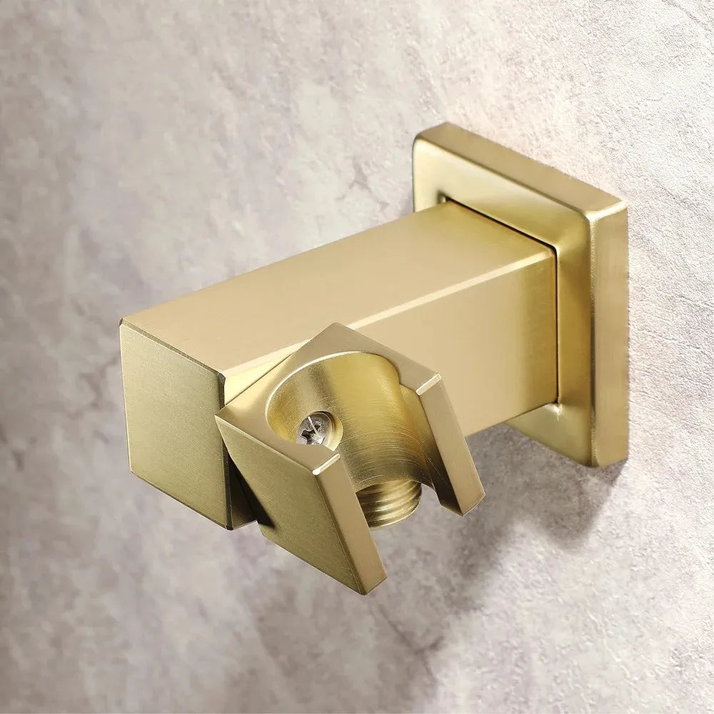 Square Brass Wall Elbow with Adjustable Shower Holder – 1/2" Male Inlet & Outlet – WE10