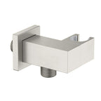 Square Brass Wall Elbow with Adjustable Shower Holder – 1/2" Male Inlet & Outlet – WE10 Brushed Nickel