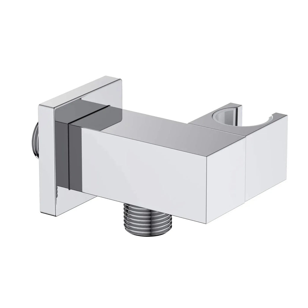 Square Brass Wall Elbow with Adjustable Shower Holder – 1/2" Male Inlet & Outlet – WE10 Chrome