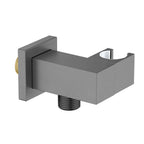 Square Brass Wall Elbow with Adjustable Shower Holder – 1/2" Male Inlet & Outlet – WE10 Brushed Gun Metal