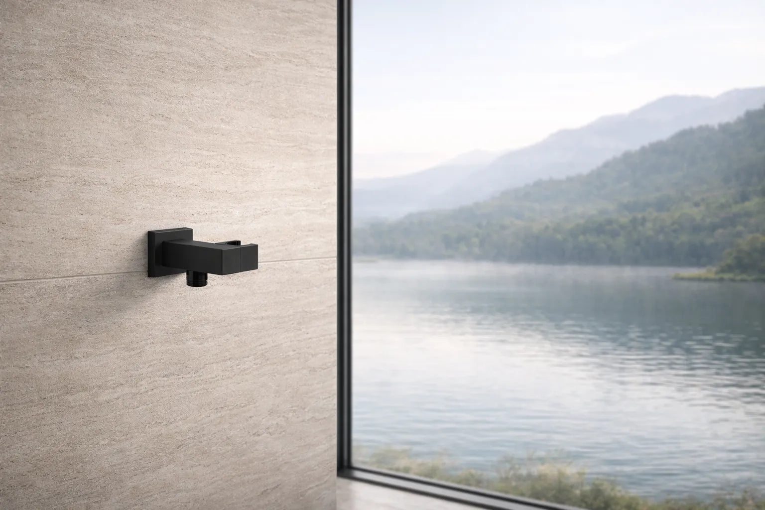 Square Brass Wall Elbow with Adjustable Shower Holder – 1/2" Male Inlet & Outlet – WE10