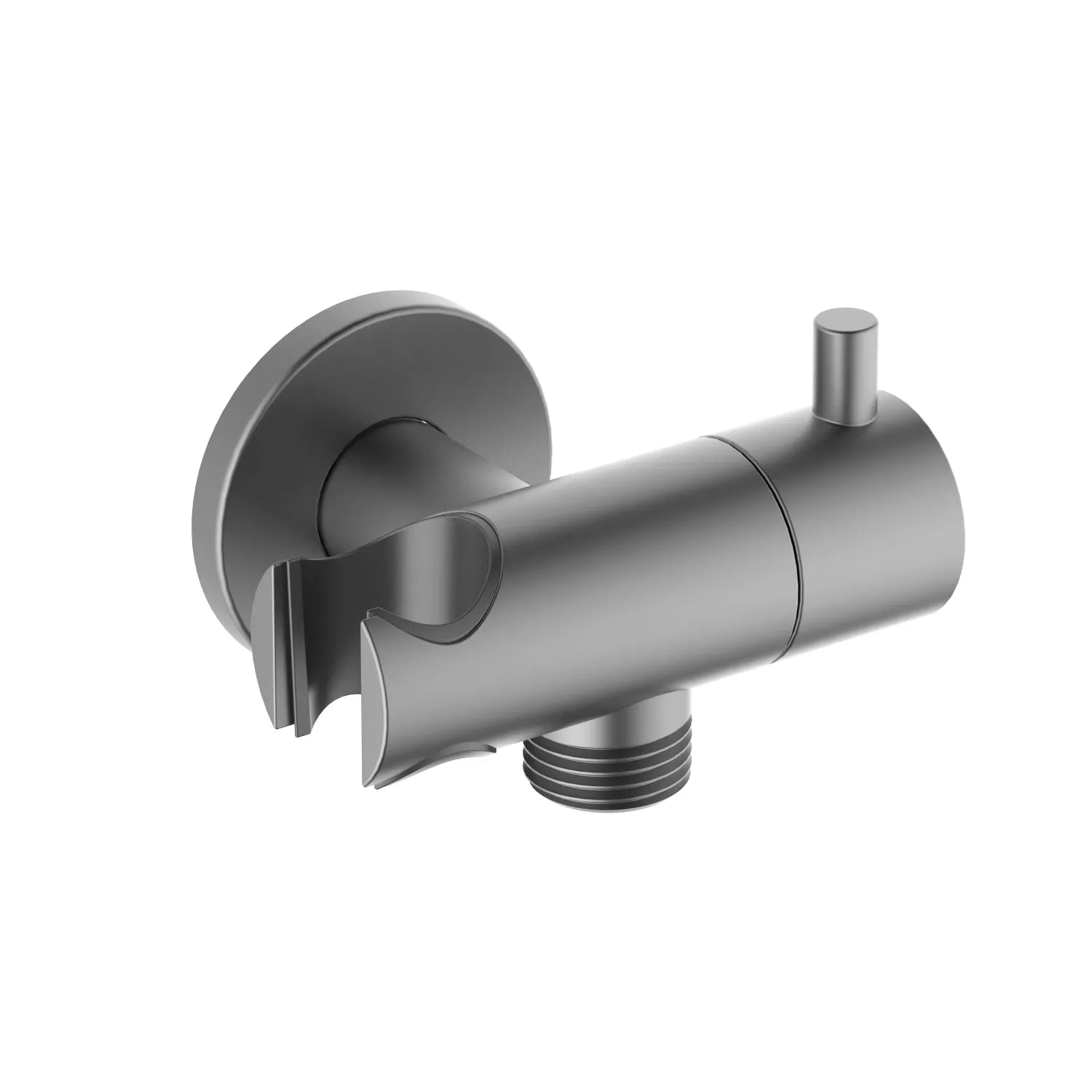 Shattaf Wall Elbow with Shower Holder and Handle – 1/2" Male Inlet & Outlet – WE12 Brushed Gun Metal