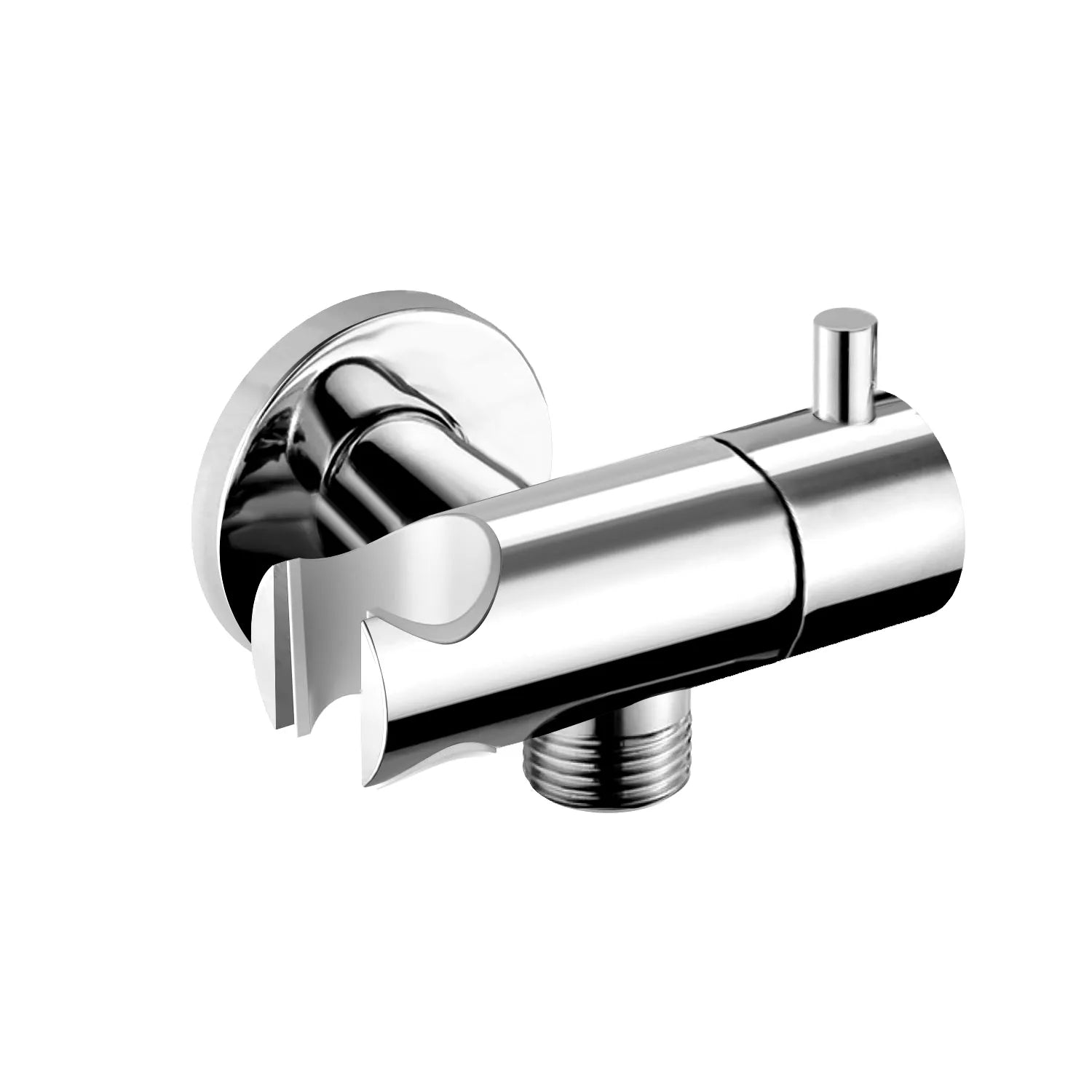 Shattaf Wall Elbow with Shower Holder and Handle – 1/2" Male Inlet & Outlet – WE12 Chrome