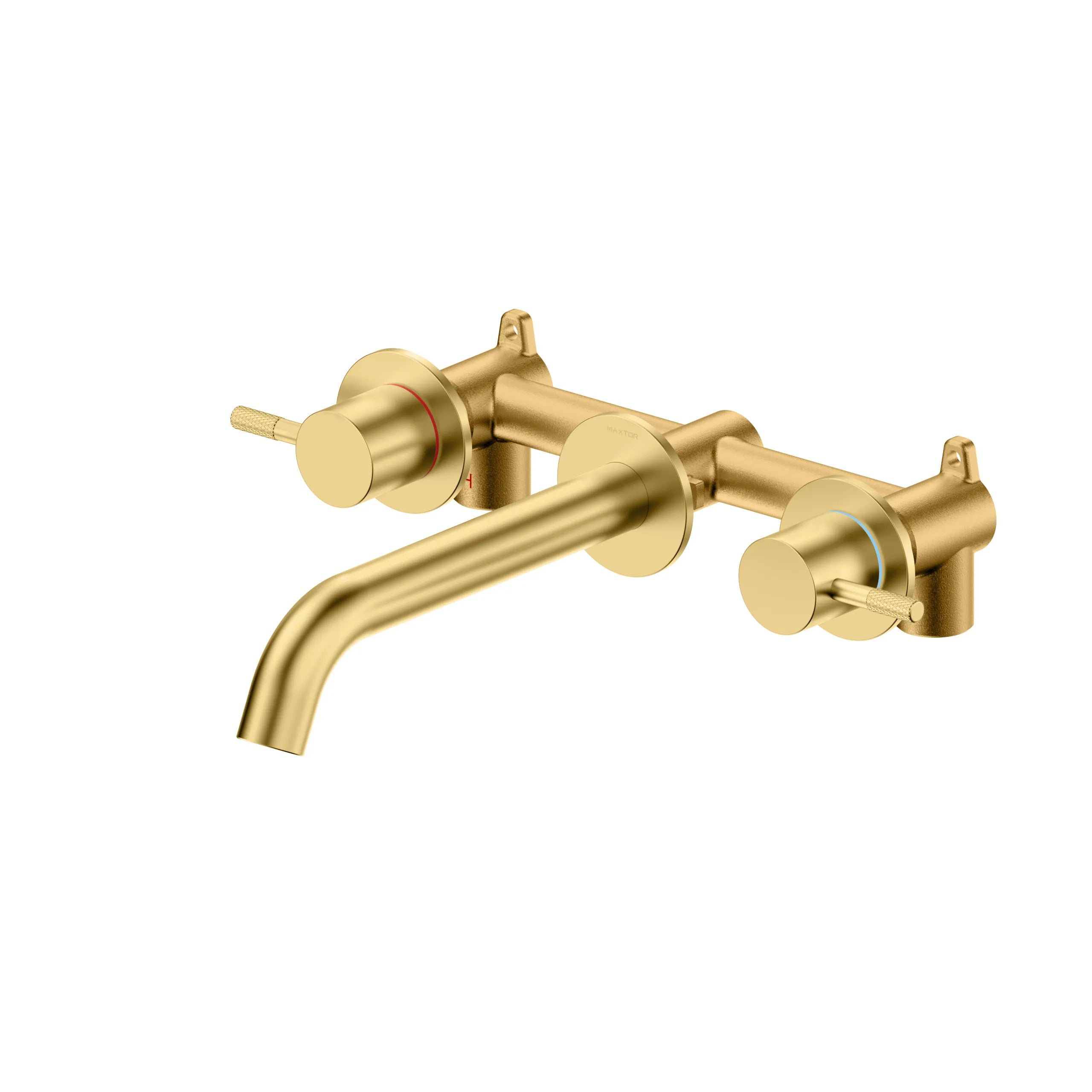 Circular Two Handles Wall Mount Basin Faucet AB002404 Brushed Gold