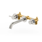 Circular Two Handles Wall Mount Basin Faucet AB002404 Brushed Nickel