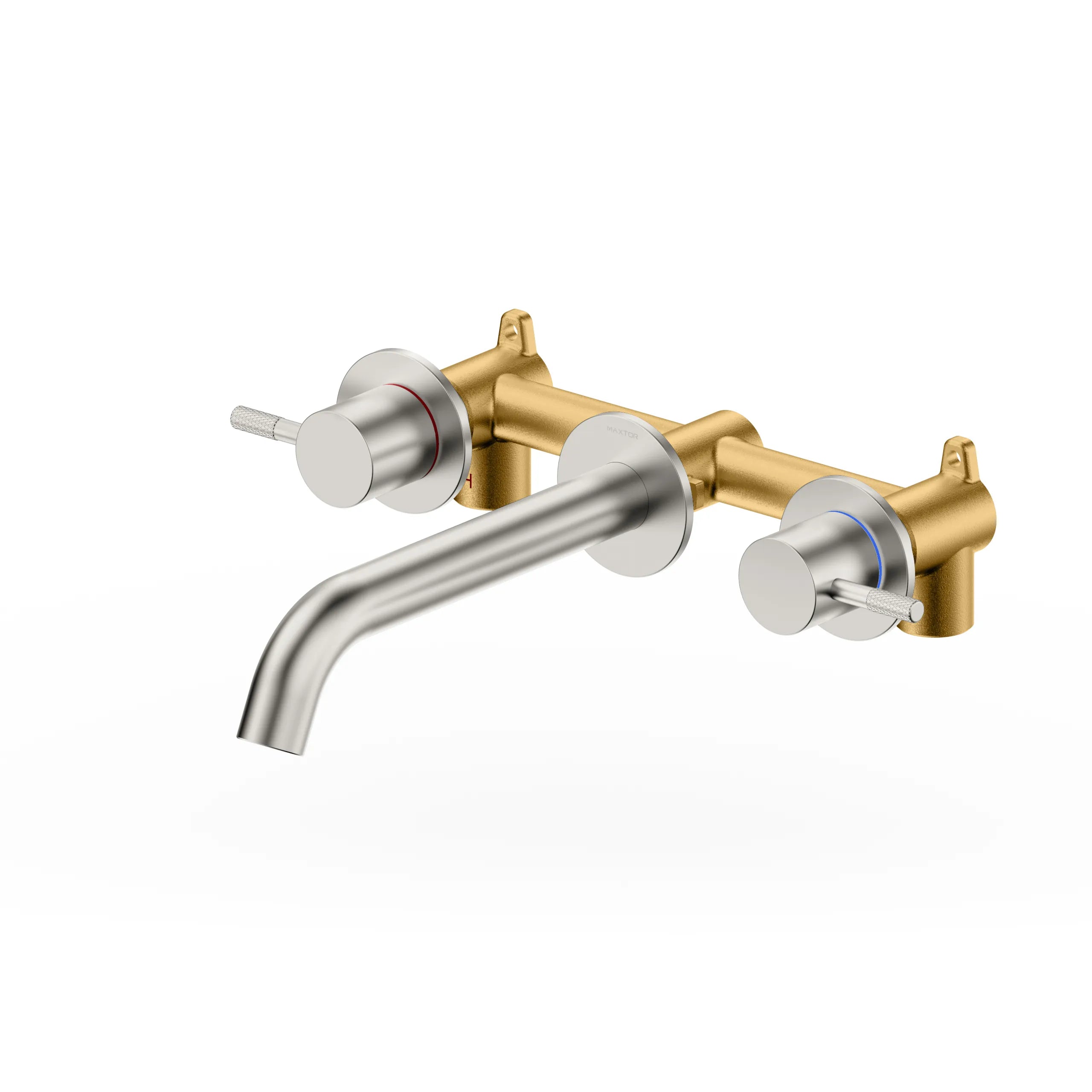 Circular Two Handles Wall Mount Basin Faucet AB002404 Brushed Nickel