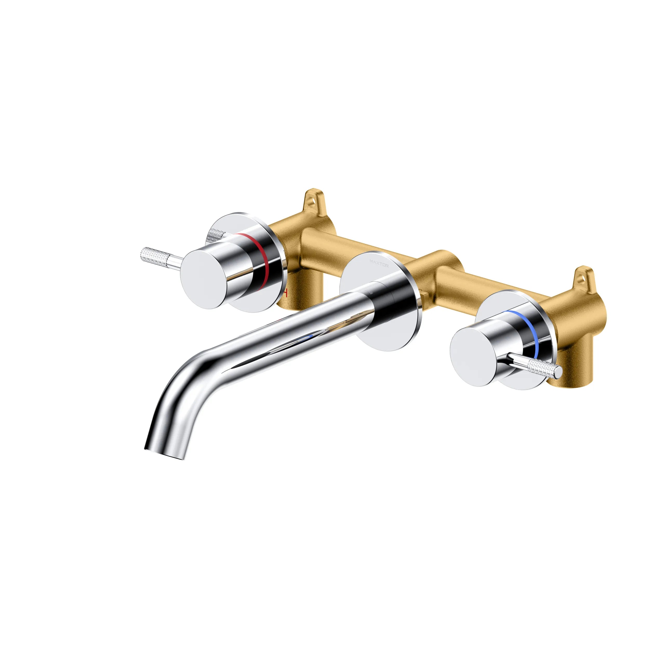 Circular Two Handles Wall Mount Basin Faucet AB002404 Chrome