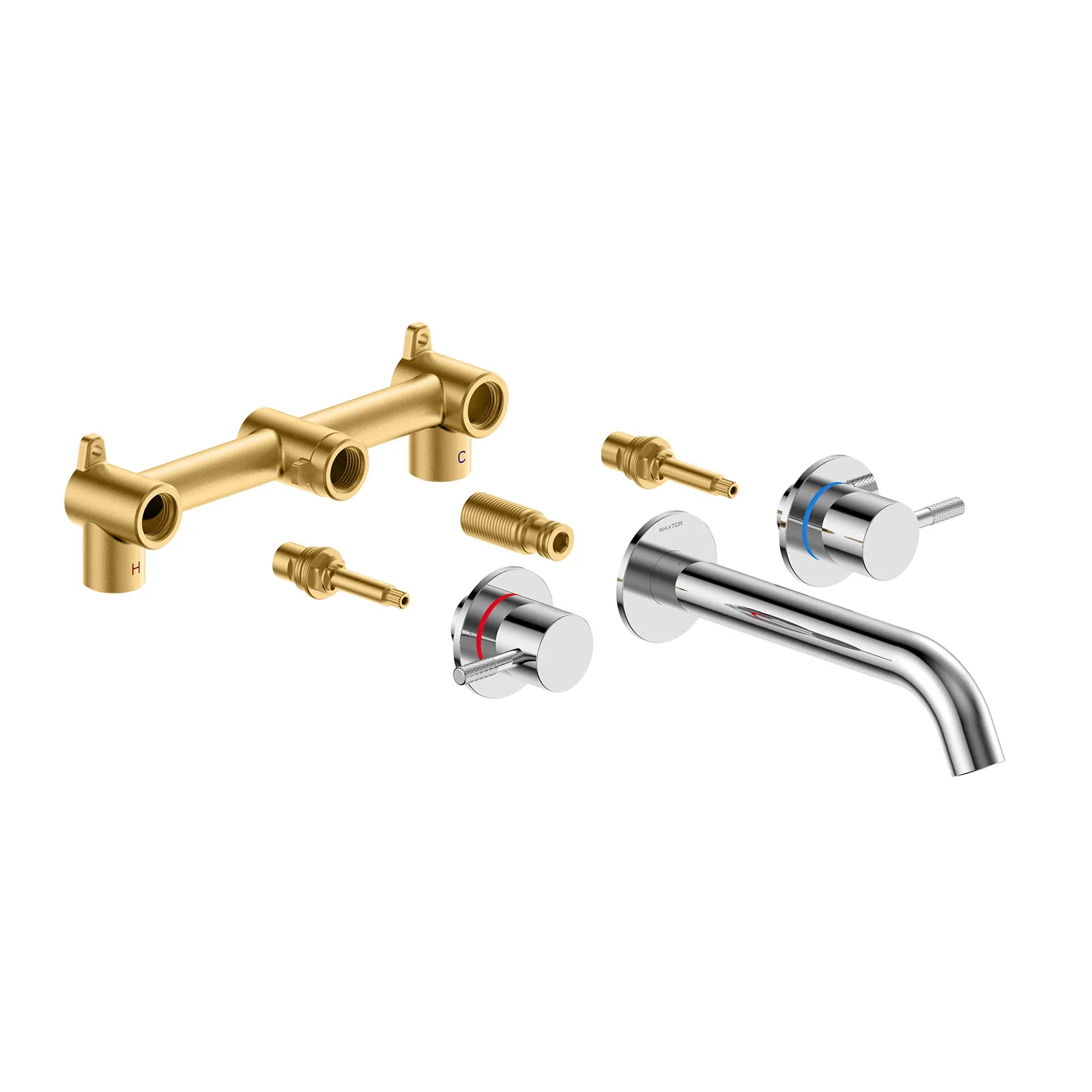 Circular Two Handles Wall Mount Basin Faucet AB002404