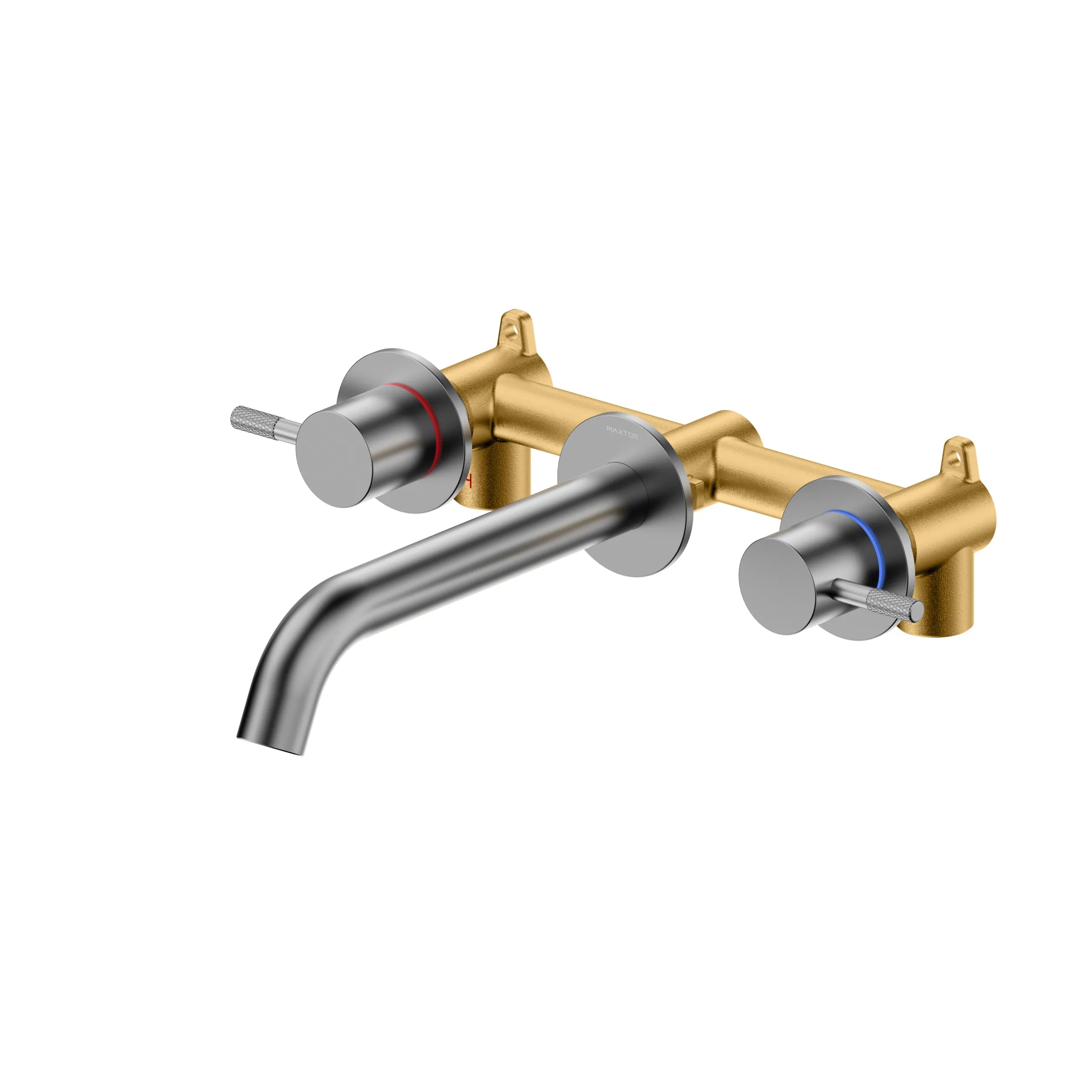 Circular Two Handles Wall Mount Basin Faucet AB002404 Brushed Gun Metal