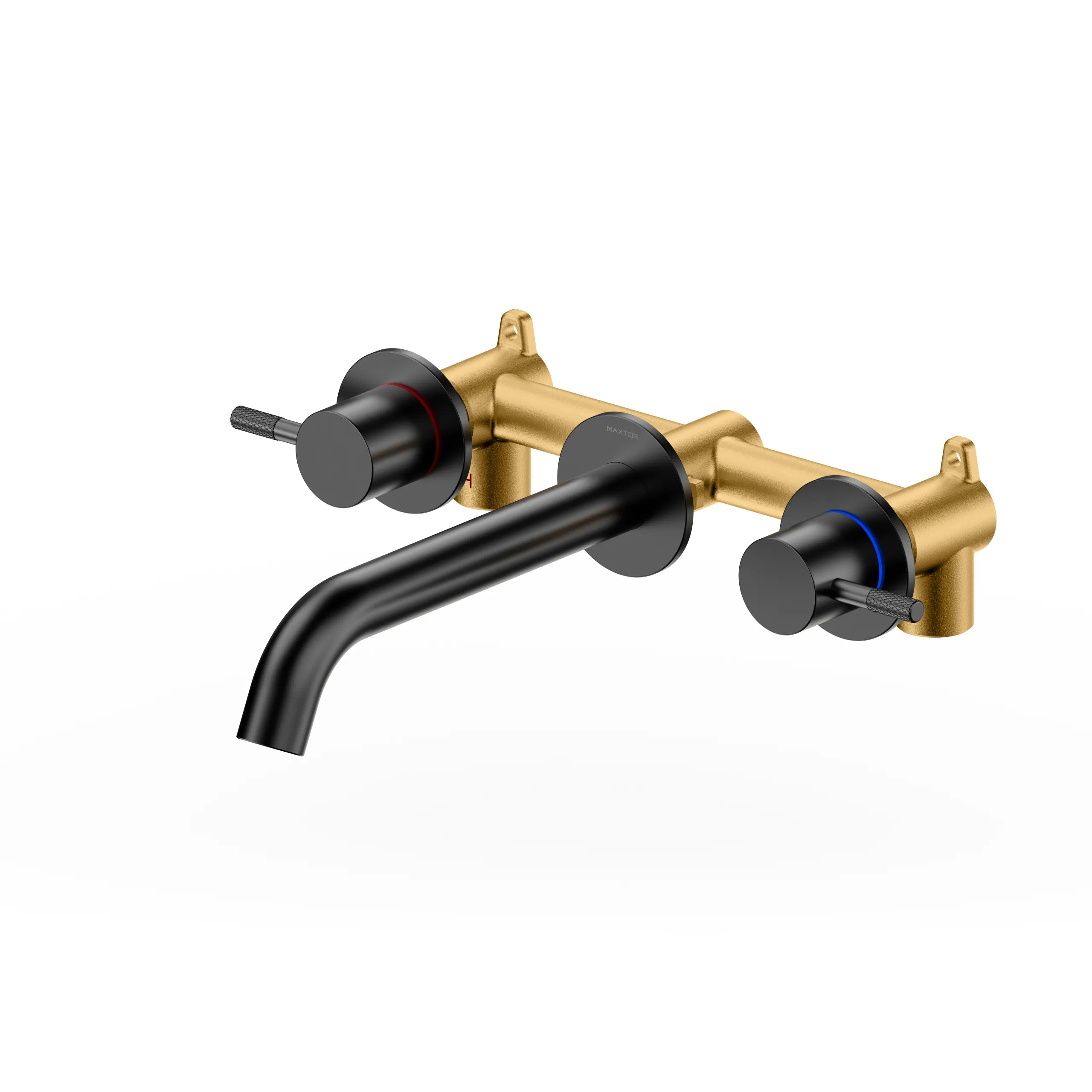 Circular Two Handles Wall Mount Basin Faucet AB002404 Matte Black