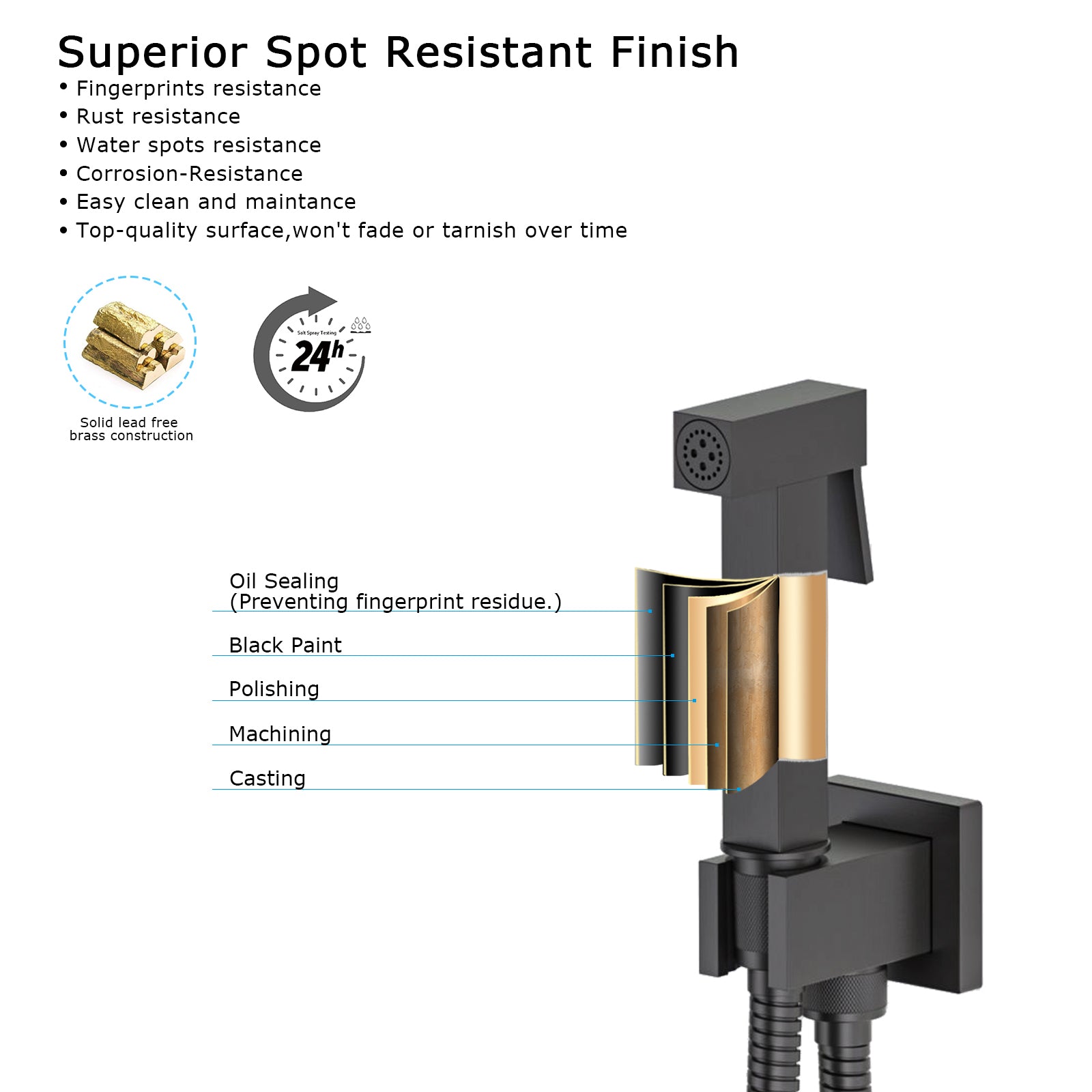 Solid Brass Toilet Spray Set with Concealed Valve – Luxury Finish Options AB040000
