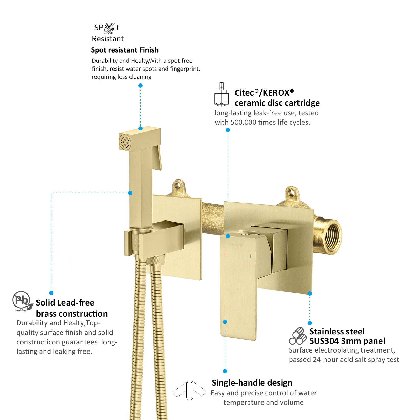 Wall Concealed Hot & Cold Water Bidet Spray Set-AB040200