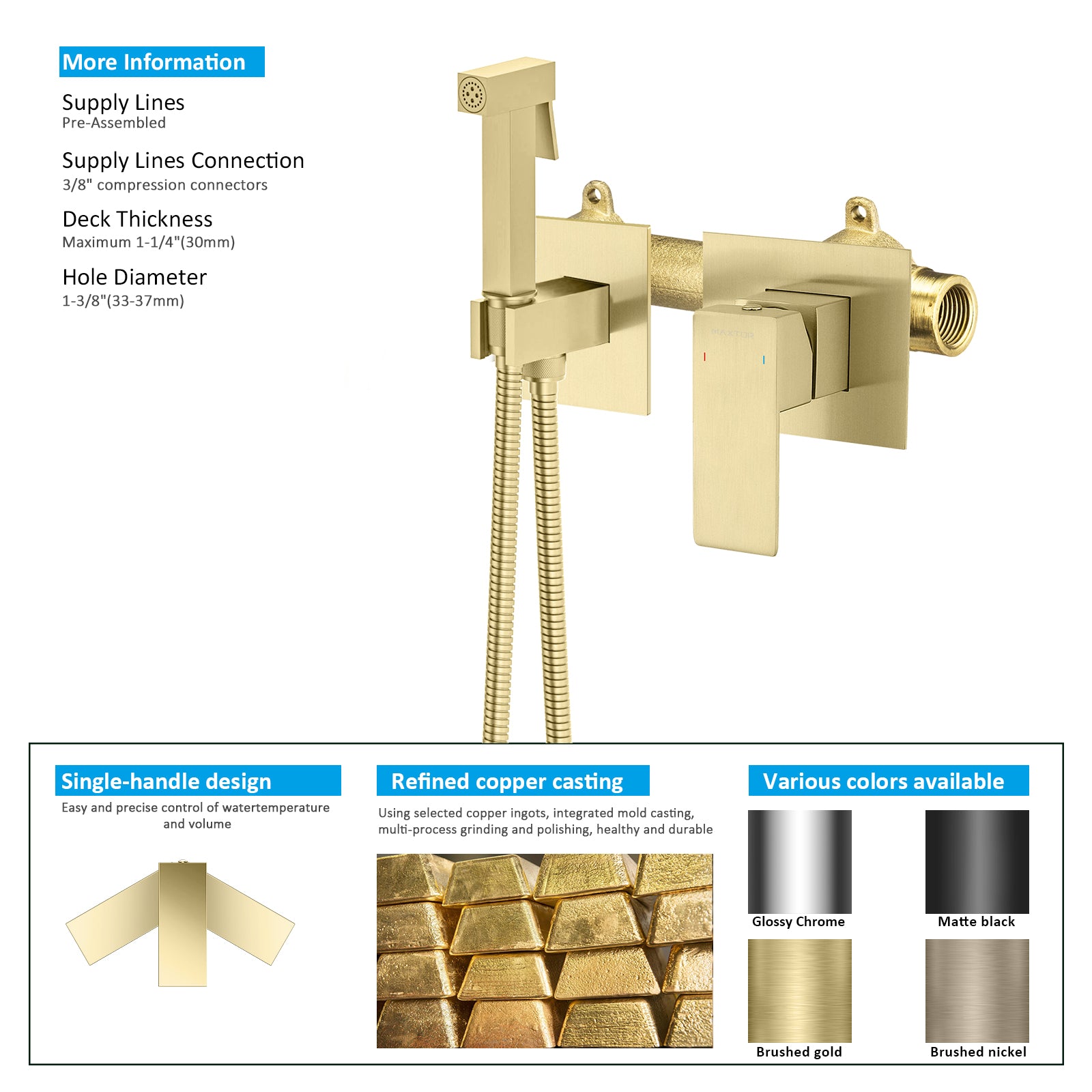 Wall Concealed Hot & Cold Water Bidet Spray Set-AB040200